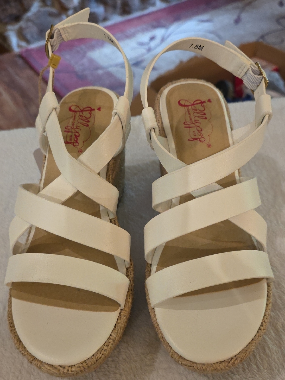White Crisscross Espadrille Wedge Sandals
